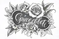 [ Grace Elizabeth] Spelled In Cursive with flowers tattoo design idea