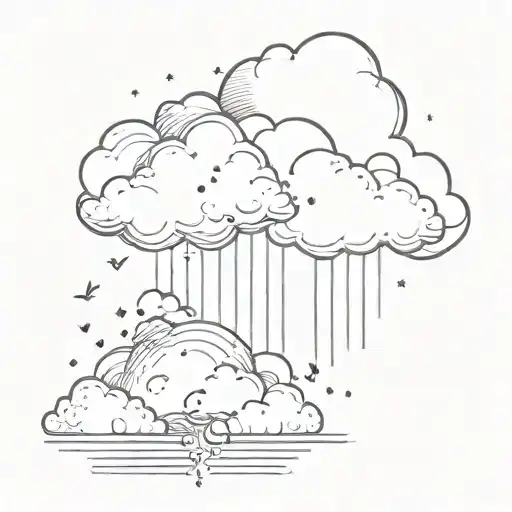 cloud and rain cloud tattoo design idea
