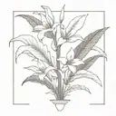 banana tree with lillies wrapping cannabis hidden tattoo design idea