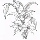 banana tree with lillies wrapping cannabis hidden tattoo design idea