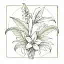 banana tree with lillies wrapping cannabis hidden tattoo design idea