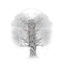 branches holding a medalian with intricate roots intertwined with bricks tattoo design idea