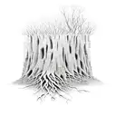 tree roots inbedded in bricks tattoo design idea