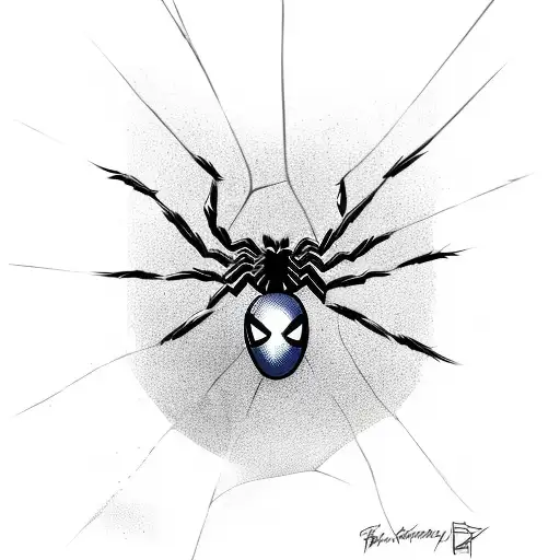 spider-man hanging upsite down on web  tattoo design idea