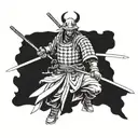 ronin samurai with matrix symbols going tattoo design idea