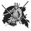 ronin samurai with matrix symbols going tattoo design idea