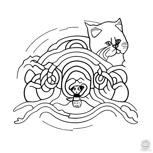 A minimalist tattoo of a cat and a dog sitting together, symbolizing the love for both pets tattoo design idea