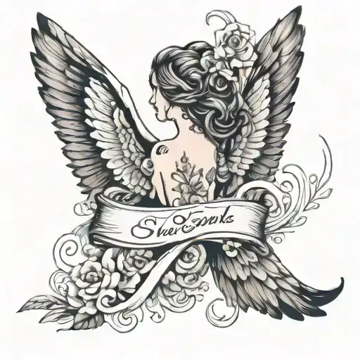 Give me a tatto design defining a mother soul along with wings with infinity symbol symbolising soul is eternal  tattoo design idea