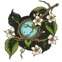 fishing rod into a apple blossom tree tattoo design idea