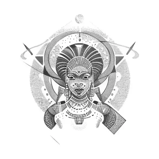 african mystical Goddess in space tattoo design idea