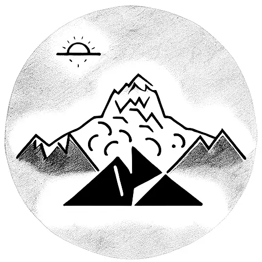 Mountain with Dumbbell and Book tattoo design idea