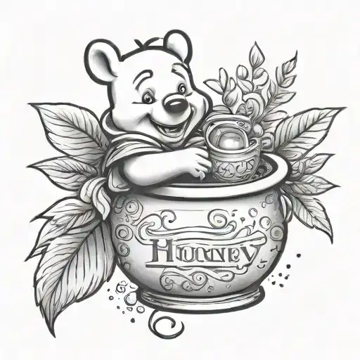 gradient low key "hunny" pot from Winnie the pooh tattoo design idea