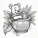 gradient low key "hunny" pot from Winnie the pooh tattoo design idea