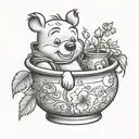 gradient low key "hunny" pot from Winnie the pooh tattoo design idea