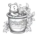 gradient low key "hunny" pot from Winnie the pooh tattoo design idea