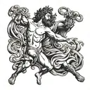 Poseidon fight with Zeus surrounded tattoo design idea