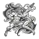 Poseidon fight with Zeus surrounded tattoo design idea
