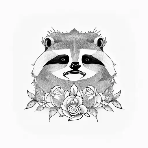 cuttlefish, raccoon, sloth, gardenia tattoo design idea