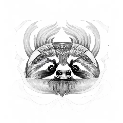 cuttlefish and raccoon and sloth and gardenia tattoo design idea