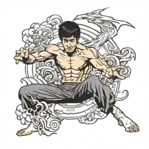 bruce lee nun chucks tattoo design idea