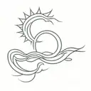 sun and water waves tattoo design idea