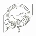 sun and water waves tattoo design idea