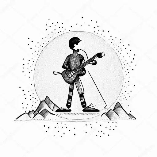 Guitar stickman tattoo design idea