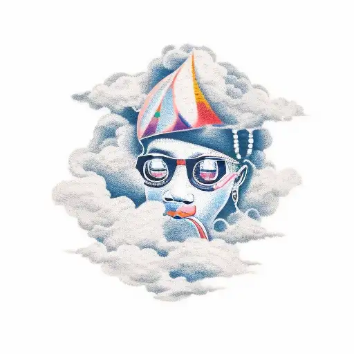 African tattoo with clouds and words  tattoo design idea