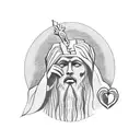 lonely god holding his heart tattoo design idea