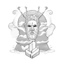 lonely god holding his heart tattoo design idea