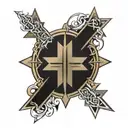 metallica logo incorporating elements like crosses tattoo design idea