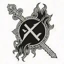 metallica logo incorporating elements like crosses tattoo design idea