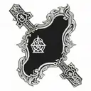 metallica logo incorporating elements like crosses tattoo design idea