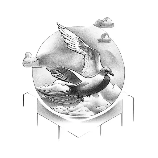 Noah's ark with dove tattoo design idea
