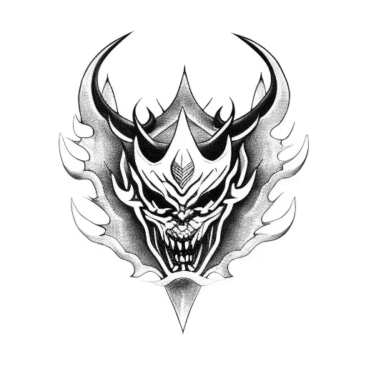 japanese devil dagger tattoo design idea