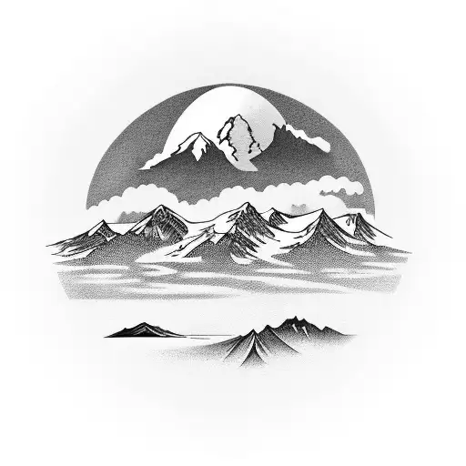 mount rainier sky line with ethiopian skyline tattoo design idea