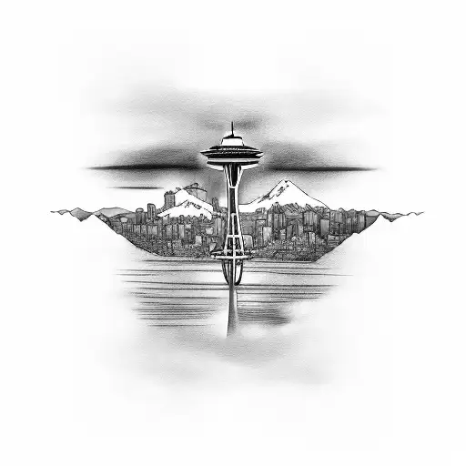 seattle sky line and ethiopian sky line tattoo design idea