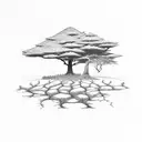 Evergreen tree and ethiopian tree tattoo design idea