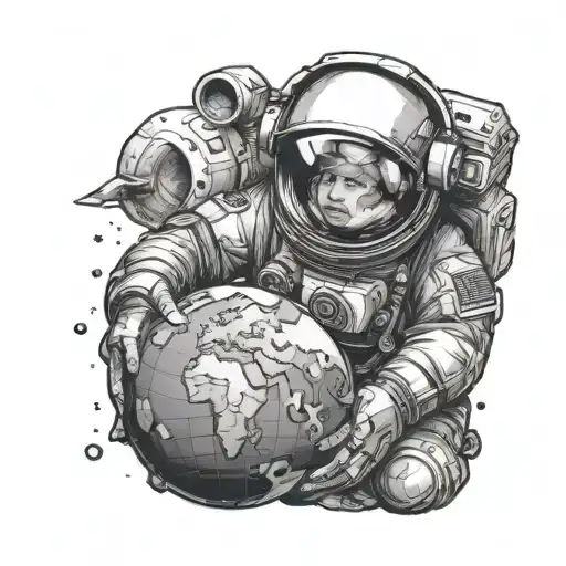 astronaught holding earth globe tattoo design idea