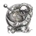 astronaught holding earth globe tattoo design idea