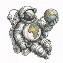 astronaught holding earth globe tattoo design idea