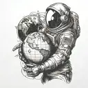 astronaught holding earth globe tattoo design idea