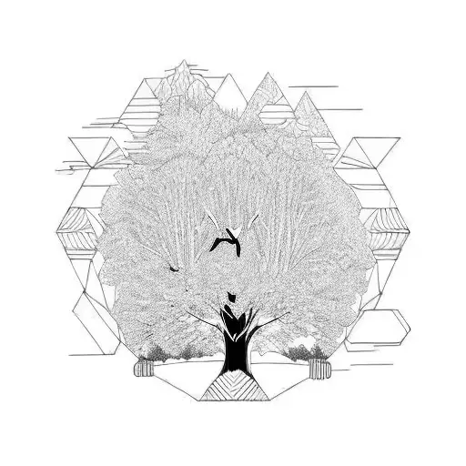 montagne arbre de vie amour tattoo design idea