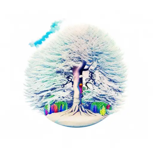 montagne arbre de vie  courage  tattoo design idea