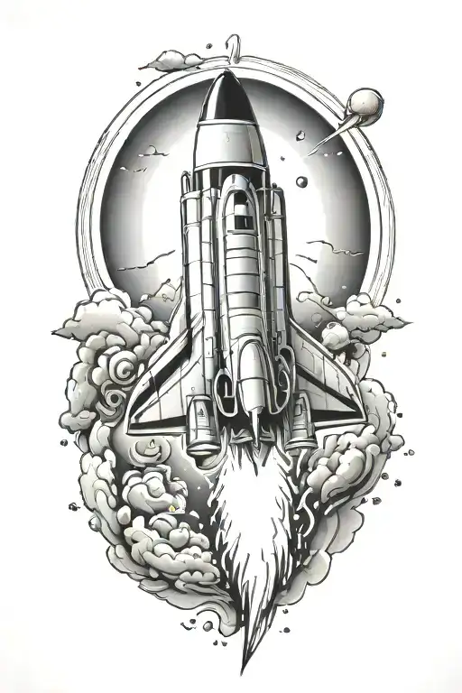 rocket ship tattoo design idea