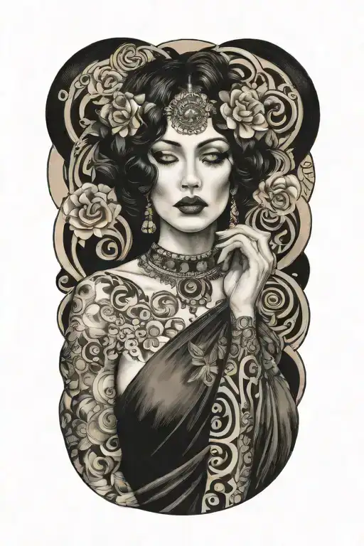 Woman Gustav Klimt tattoo design idea
