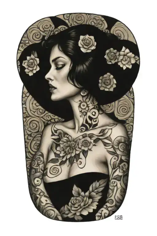 Woman Gustav Klimt tattoo design idea
