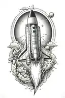 rocket ship tattoo design idea