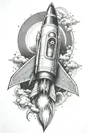 rocket ship tattoo design idea