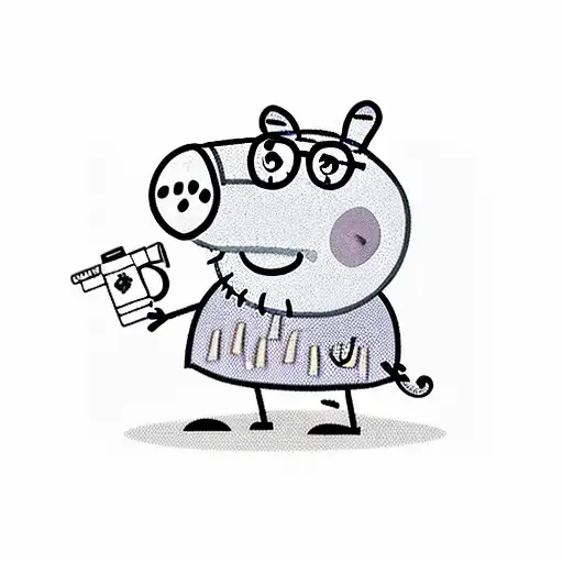 Peppa pig holding a handgun tattoo design idea